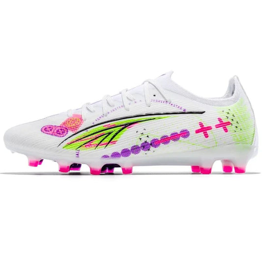 FlashStrike Lite FG Soccer Cleats – White Ice Pink/Teal Edition