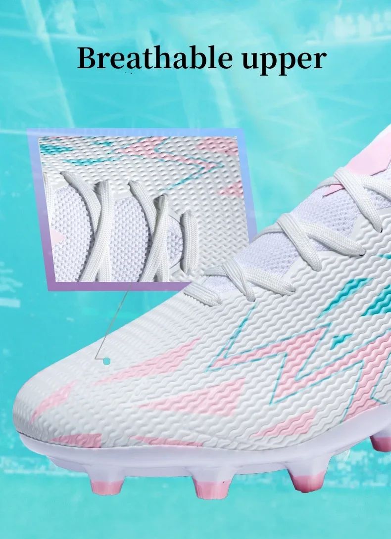 FlashStrike Lite FG Soccer Cleats – White Ice Pink/Teal Edition
