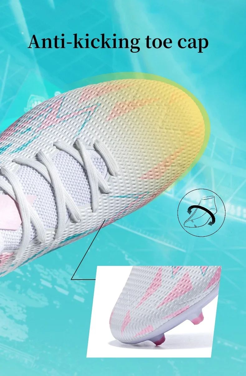 FlashStrike Lite FG Soccer Cleats – White Ice Pink/Teal Edition