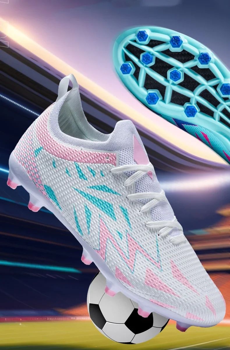 FlashStrike Lite FG Soccer Cleats – White Ice Pink/Teal Edition